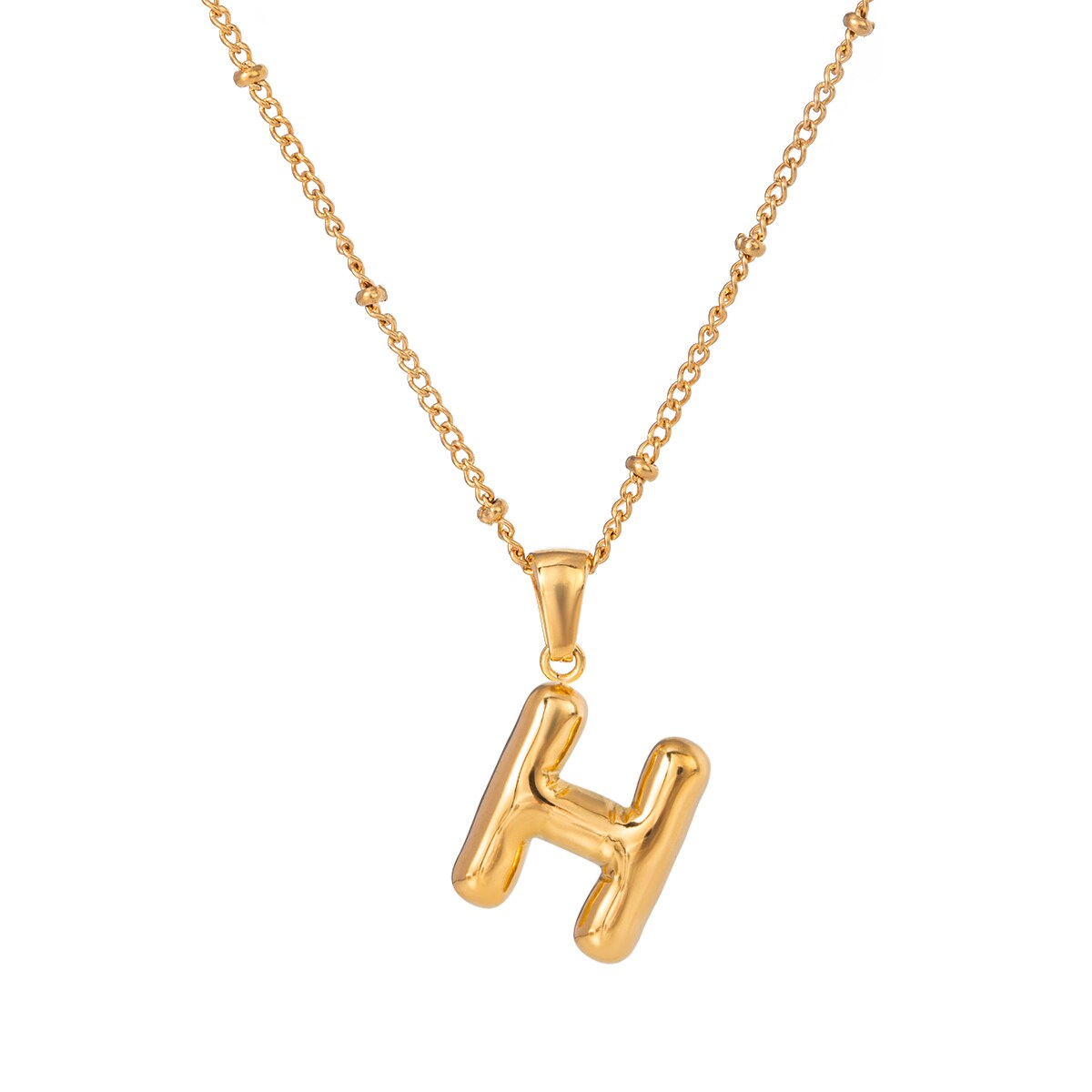 Gold color / 1 Piece Simple Casual Style Letter H Shape Stainless Steel 18K Gold Plated Women's Pendant Necklace Picture22